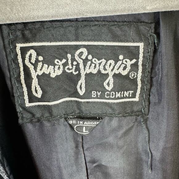 Vintage Gino di Giorgio Black Leather Button Up Trench Coat Size L - Picture 11 of 14